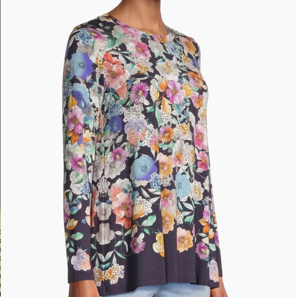 Johnny Was Fall Dance Favorite Long Sleeve Crewneck Swing Tee Top Multi L - Picture 3 of 15